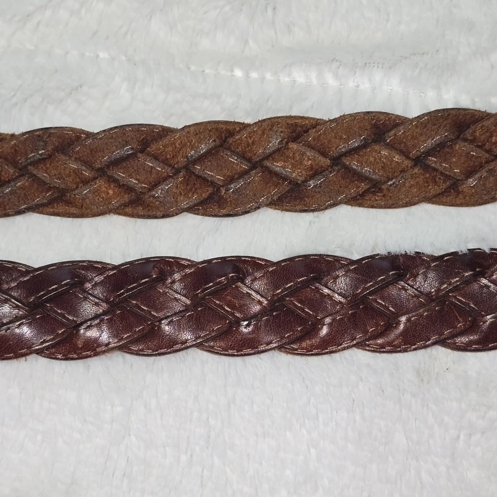 Vintage Women's Braided Leather Belt - Dark Brown Xl